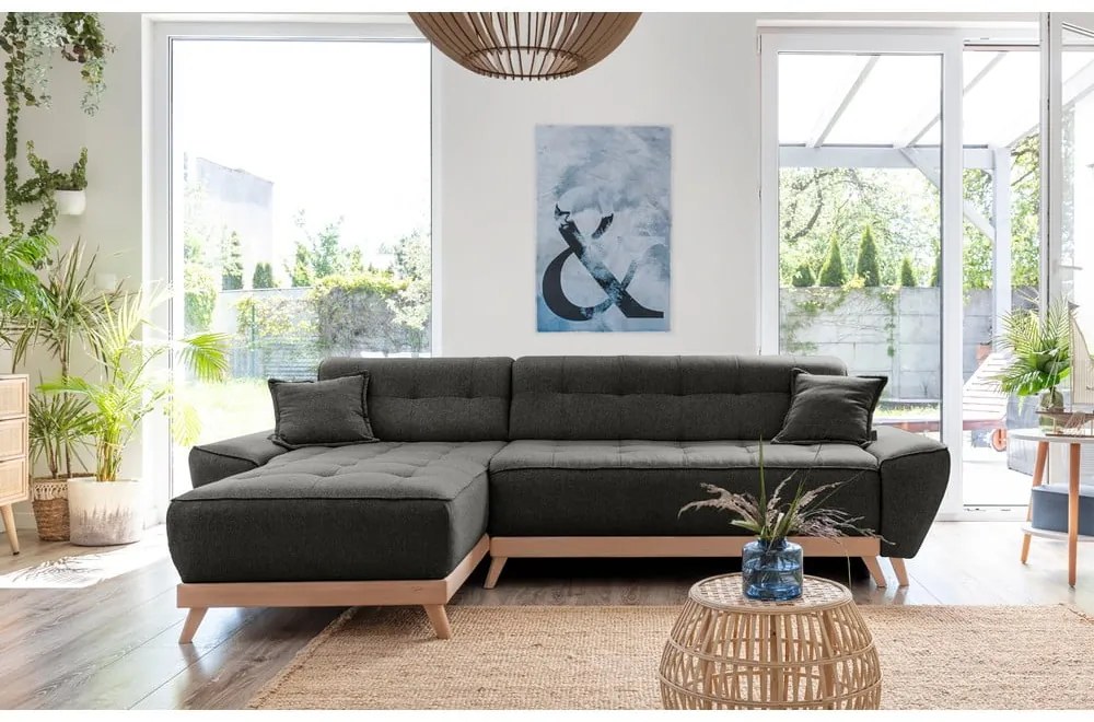 Тъмно сив разтегателен диван променлив ъглов диван Dazzling Daisy - Miuform