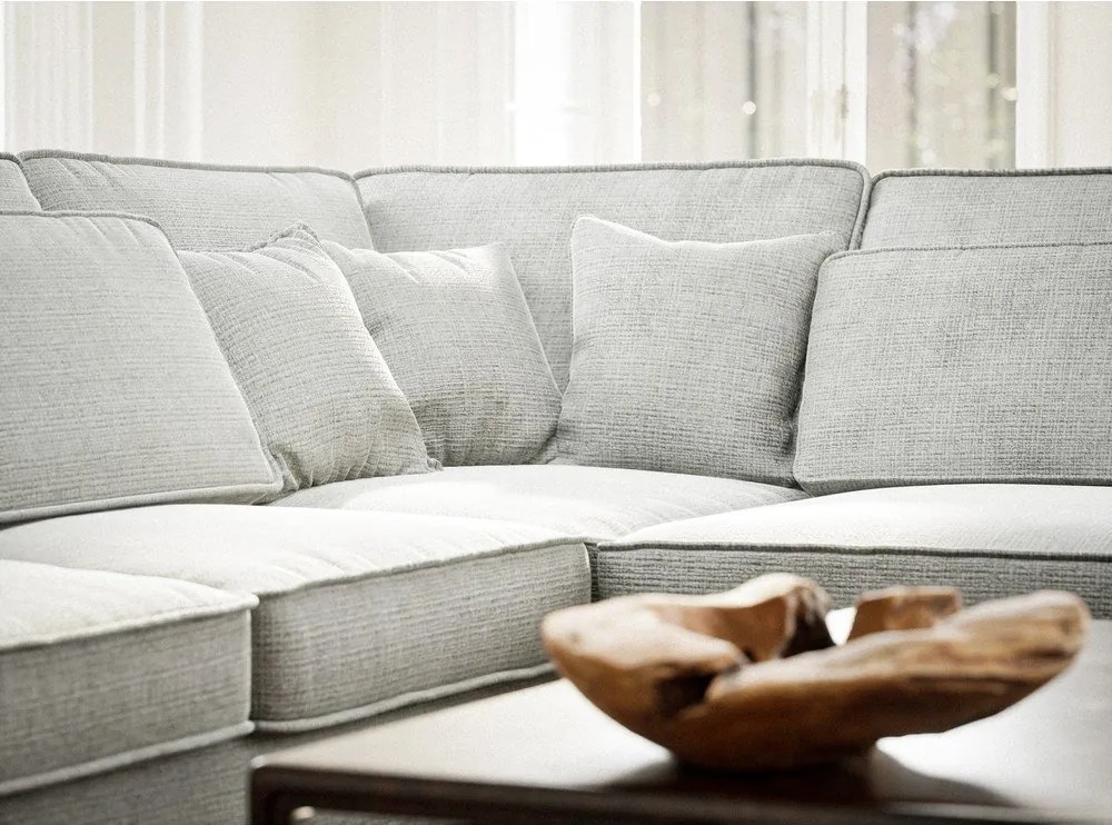 Светлосив шенилов ъглов диван (десен ъгъл/L форма) Kirou – Maison de Rêve