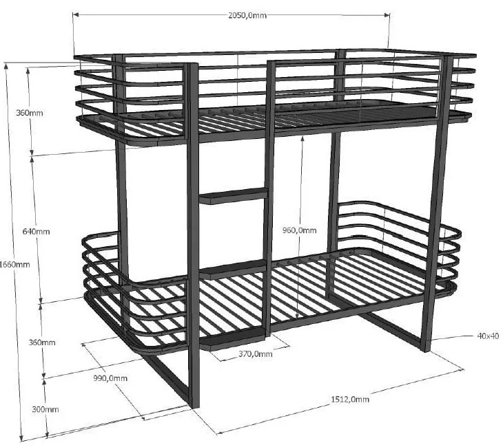 Бяло метално двуетажно детско легло с включена подматрачна рамка 90x200 cm Oscar – Vipack