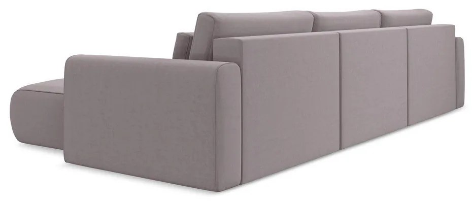 Кадифен разтегателен ъглов диван с място за съхранение в цвят лавандула (U форма) Kapua – Makamii