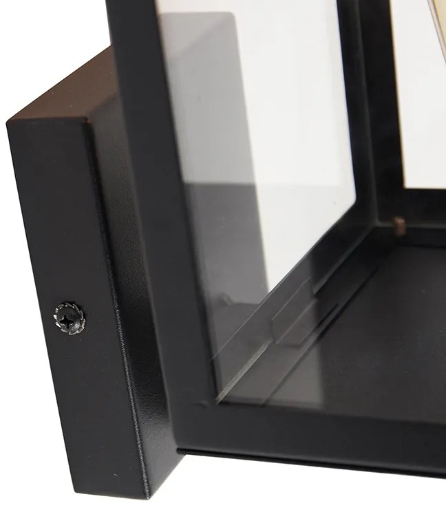 Модерна външна стенна лампа черна със стъкло 30 см - Rotterdam