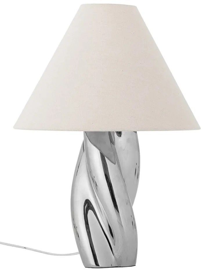Настолна лампа в сребрист цвят с текстилен абажур (височина 49 cm) Silva – Bloomingville