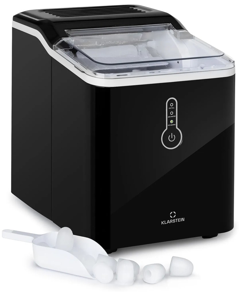 Klarstein Chillout, ледогенератор, кръгли кубчета лед, 12 кг / 24 часа, резервоар за вода: 1,5 л, черен
