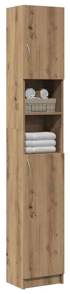 856049 vidaXL Шкаф за баня Artisan Oak 32x25,5x190 cm Инженерна дървесина