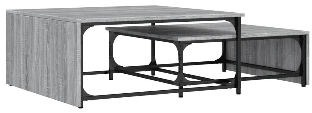 845334 vidaXL Стифиращи кафе маси, 2 бр, сив сонома, инженерно дърво и метал