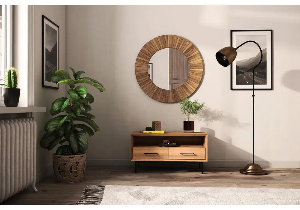 Масичка за телевизор от дъбова дървесина в естествен цвят 90x50 cm Abies - The Beds