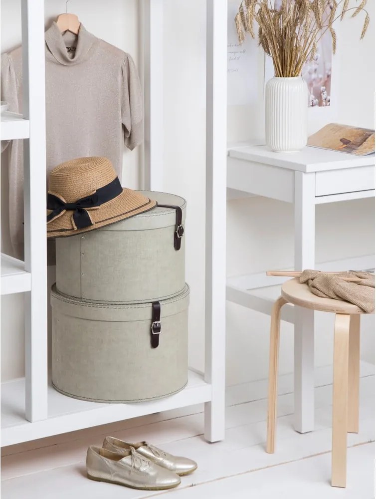 Бежови картонени кутии за съхранение в комплект 2 бр. с капаци ø 37,5x25 cm Rut Canvas Paper Laminate – Bigso