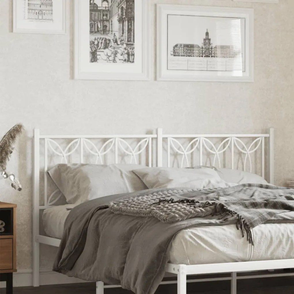 376211 vidaXL Метална резервна табла за легло, бяла, 150 см