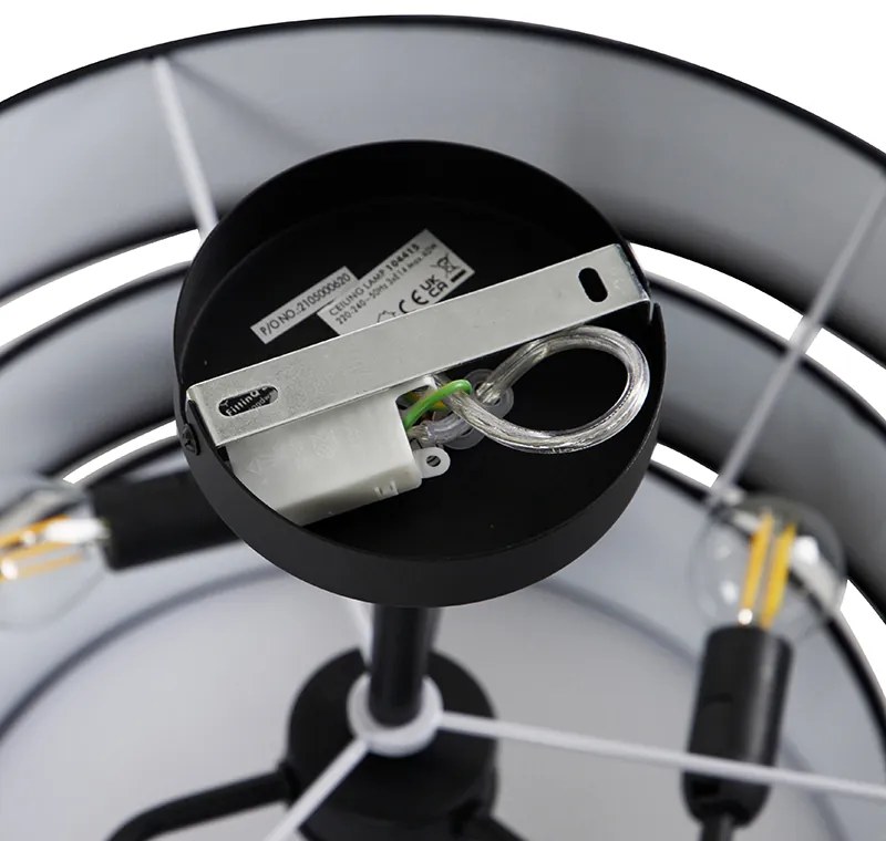 Модерна таванна лампа черна 45 см 3-светлина - Drum Trio