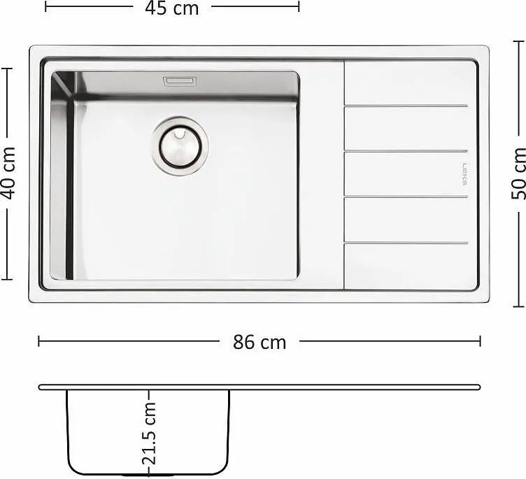 Leks MEGA BB 86.1 R/L TI Кухненска мивка за вграждане