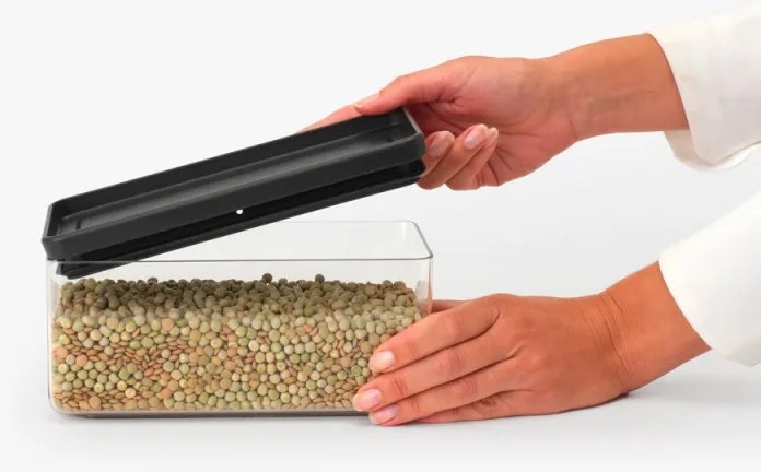 Кутия за съхранение Brabantia Tasty+ Stackable 1008873, 1.5 л, Силиконово уплътнение, Без BPA, Тъмносив