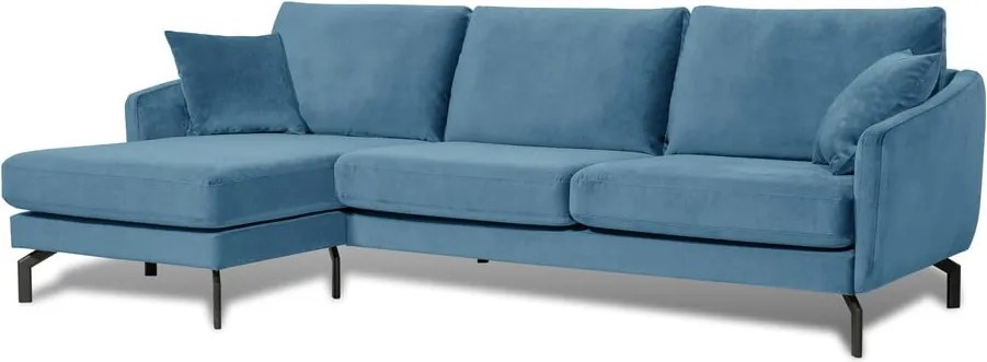 Ъглов диван от синьо кадифе (ляв ъгъл) Magic - Scandic