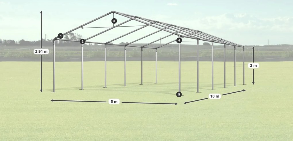 Парти шатрата 5x10x2m Comfort PE 240g Лято