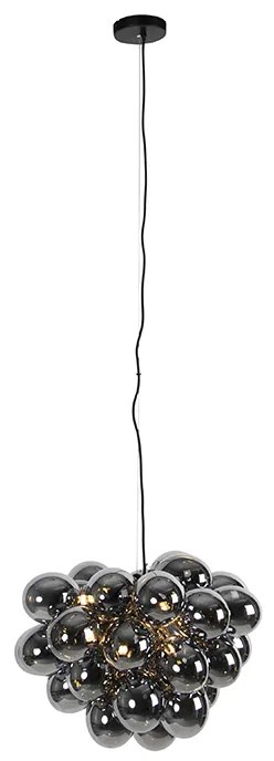 Интелигентна висяща лампа черна с димно стъкло 8 светлини кръгла вкл. Zigbee G9 - Uvas