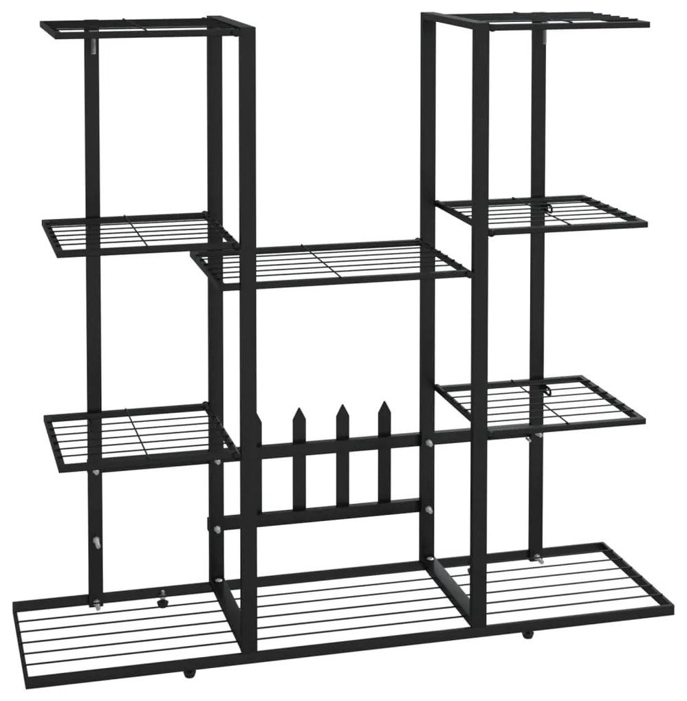 343119 vidaXL Стойка за цветя, 94,5x25x89 см, черна, желязо