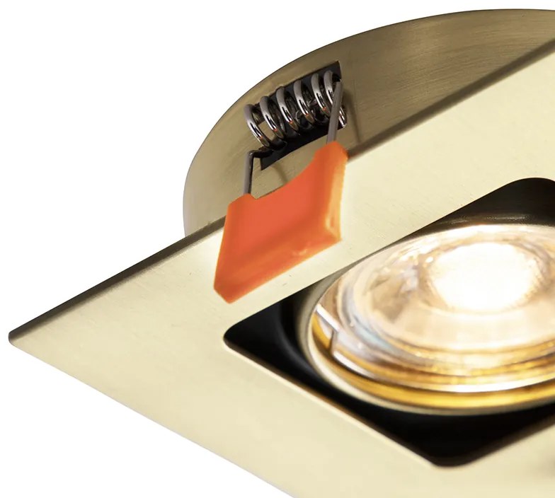 Комплект от 6 квадратни вградени спота месинг регулируеми - Artemis