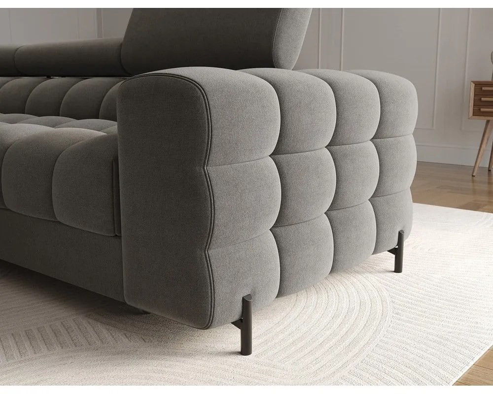 Кафяво-сив кадифен сгъваем/с място за съхранение ъглов диван (ляв ъгъл) Felro – ELTAP