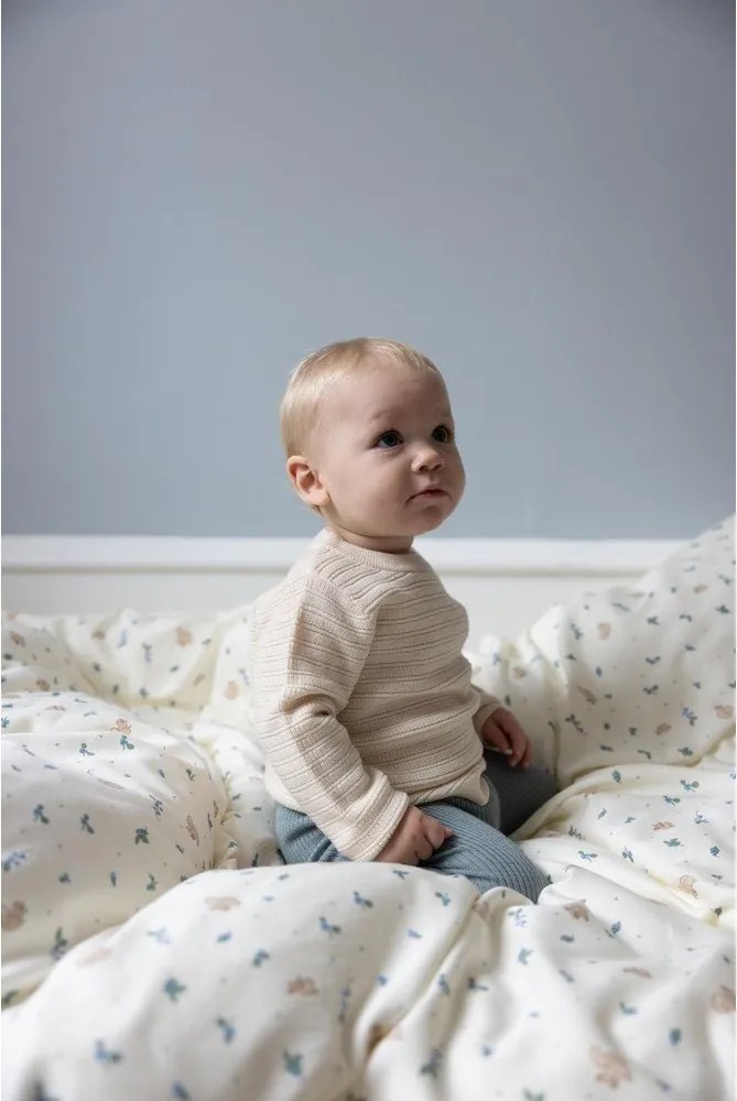 Кремаво единично детско спално бельо от органичен памук 140x200 cm Blueberries – Cam Cam Copenhagen