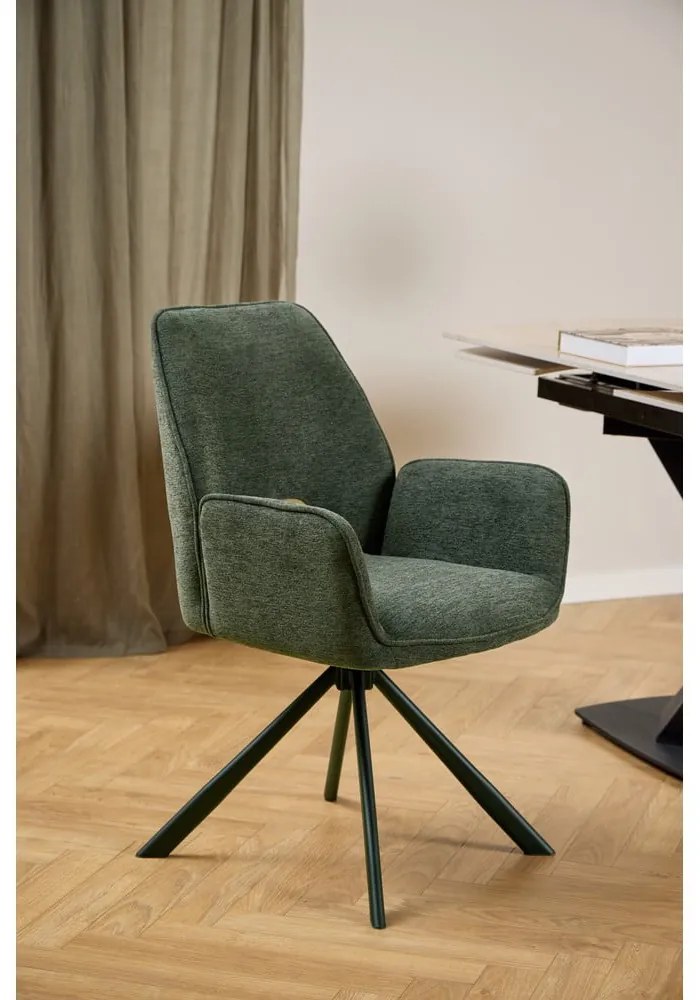 Тъмнозелен трапезен стол с подлакътници Graham – Actona