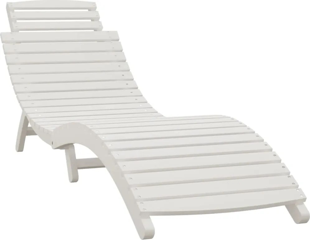 363281 vidaXL Шезлонг, бял, 184x55x64 см, акациево дърво масив