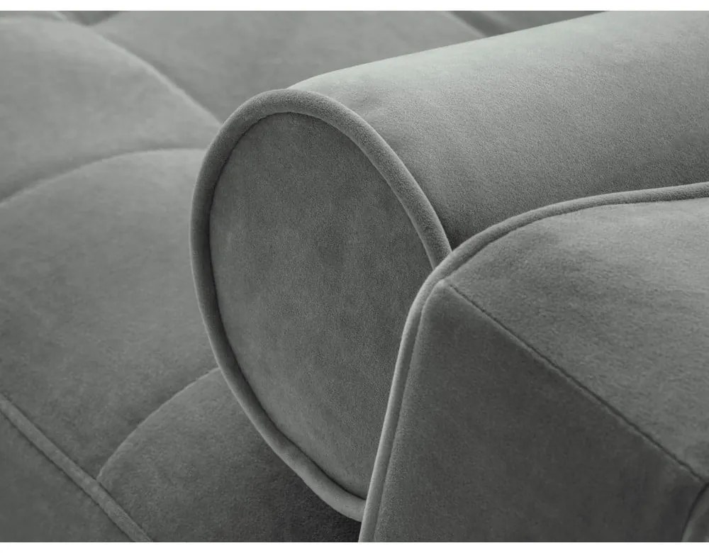 Светлосиво кадифено ъглово канапе, десен ъгъл Santo - Milo Casa