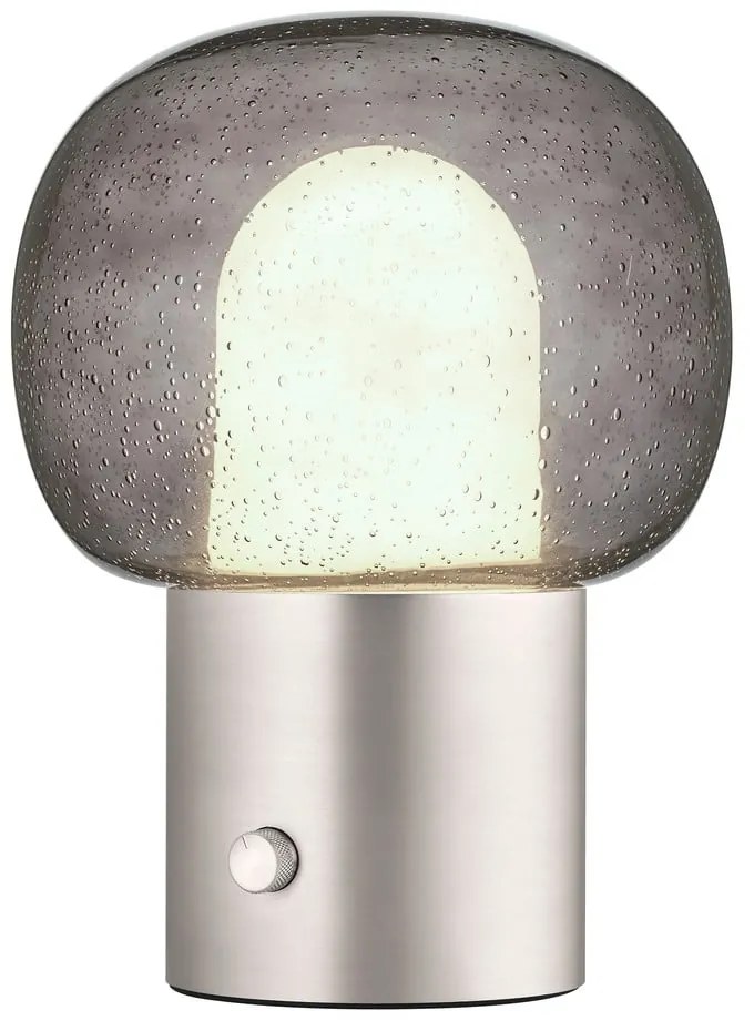 Алуминиева LED настолна лампа в сребрист цвят със стъклен абажур (височина 32 cm) Iris – Blomus