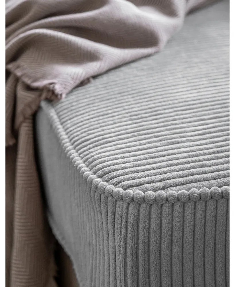 Светлосив шезлонг от рипсено кадифе (ляв ъгъл) Chic Charlotte – Miuform