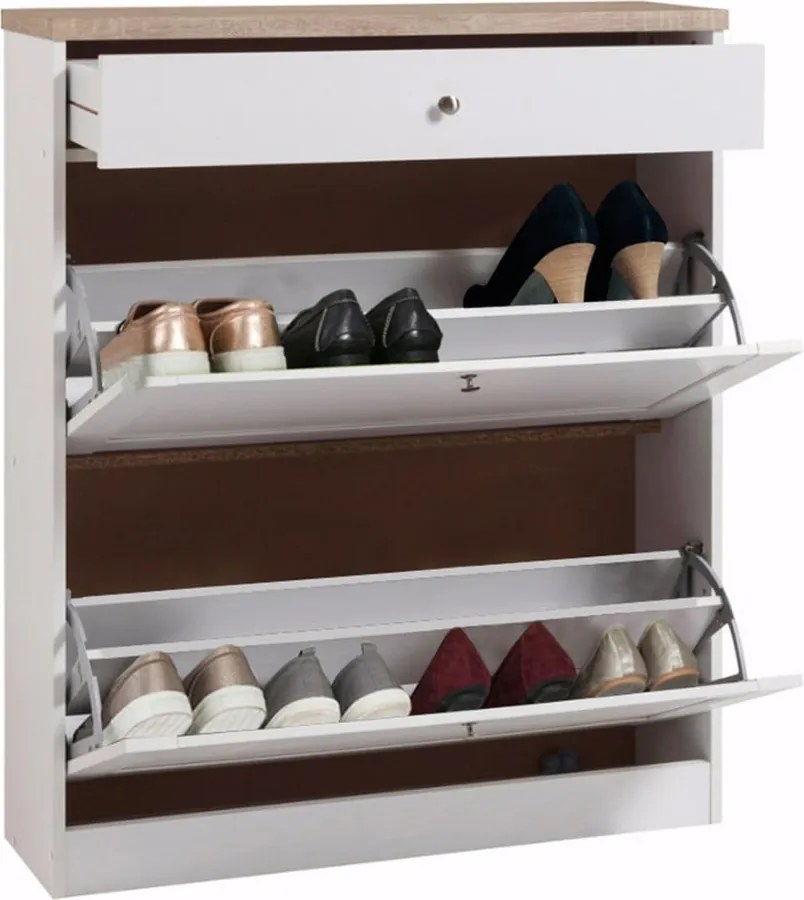 Бяла етажерка за обувки с чекмедже, 2 отделения Hector - Støraa
