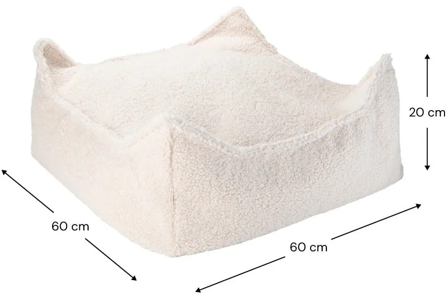 Кремав детски пуф от букле Square – Wigiwama
