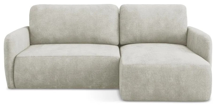 Кремав шенилов разтегателен ъглов диван с място за съхранение (десен ъгъл) Lilo – Makamii