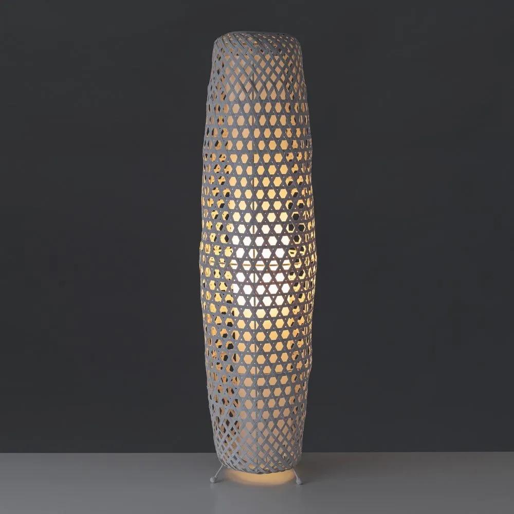 Кремава подова лампа с бамбуков абажур (височина 88 cm) – Casa Selección