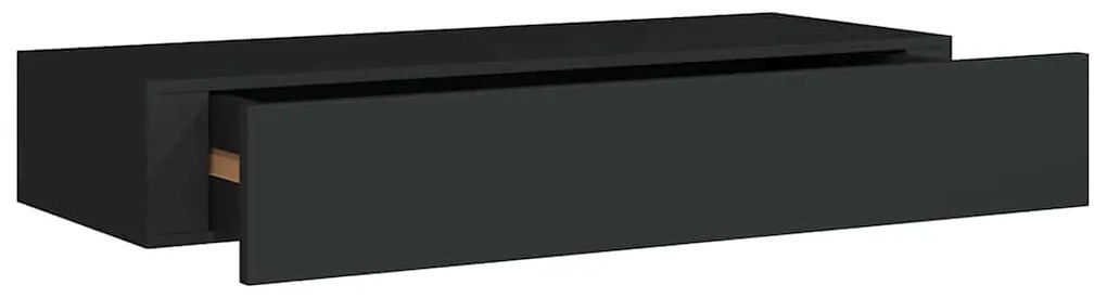 330257 vidaXL Стенен рафт с чекмедже, черен, 60x23,5x10 см, МДФ