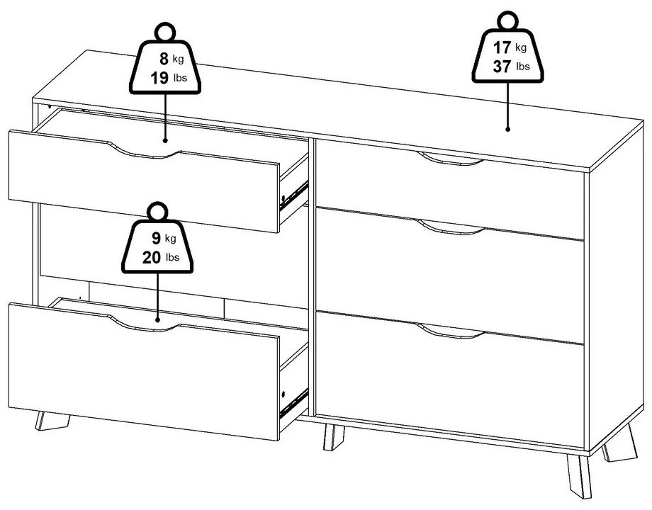 Скрин от дъбов декор в бял и естествен цвят 156x92x40 cm Ikast – Tvilum