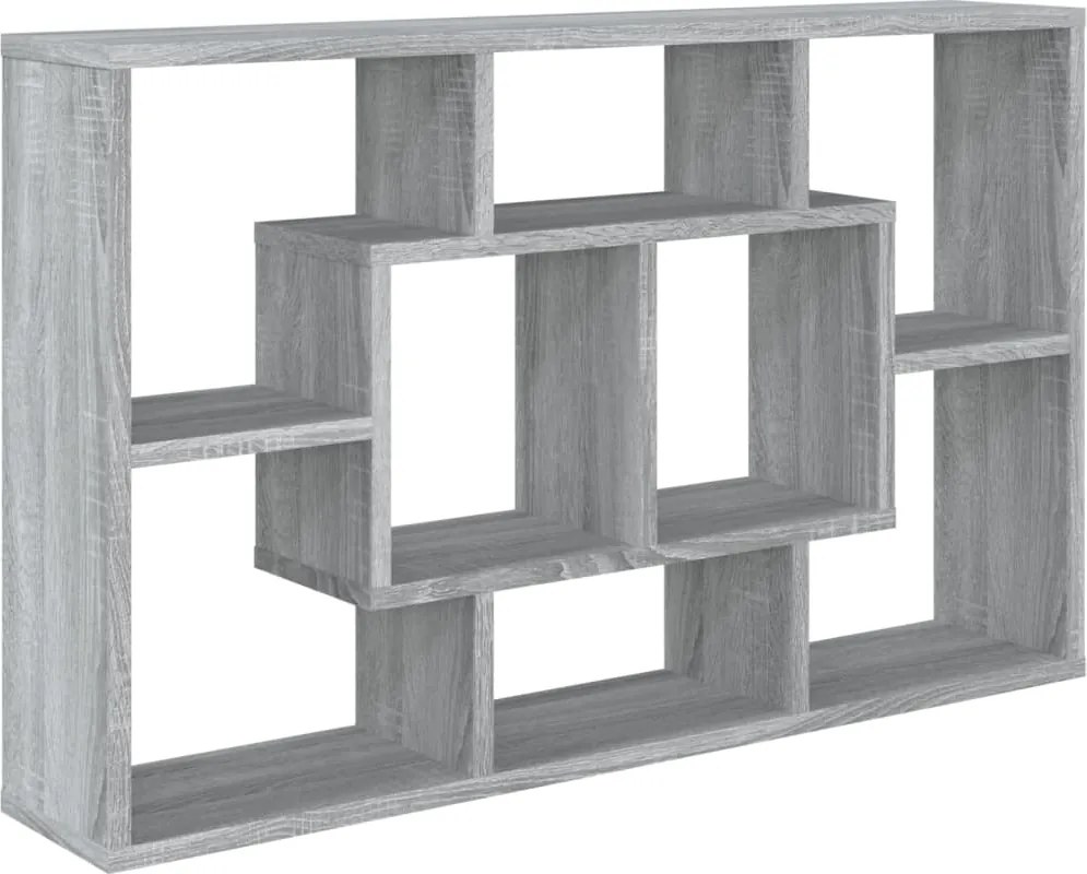 820461 vidaXL Стенен рафт, сив сонома, 85x16x52,5 см, инженерно дърво