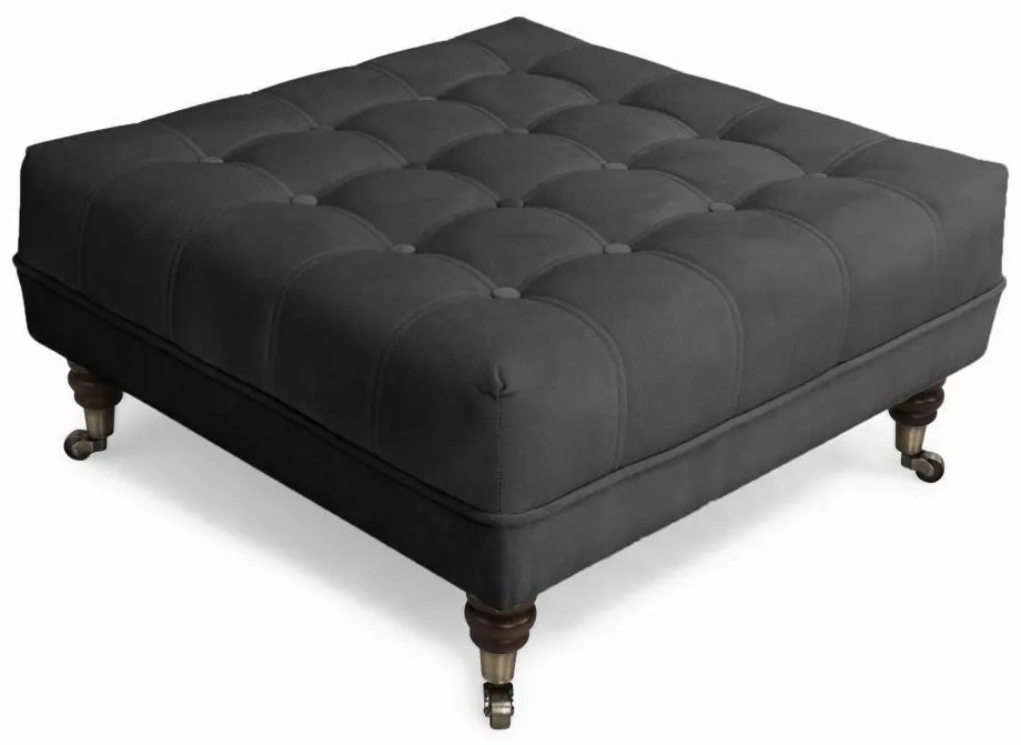 Табуретка за крака Chesterfield в цвят сиво, 70х70х32 см