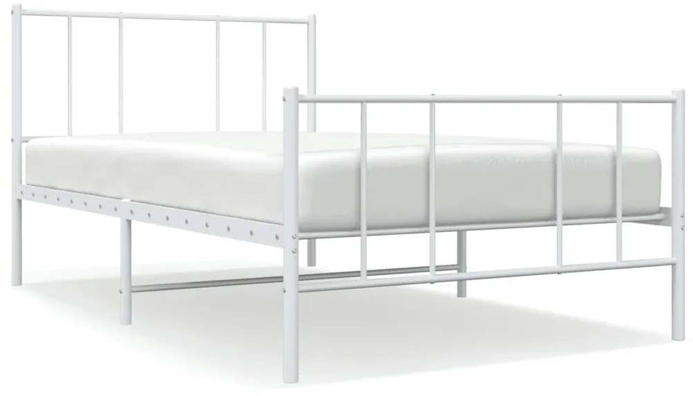 352542 vidaXL Метална рамка за легло с горна и долна табла, бяла, 100x200 см