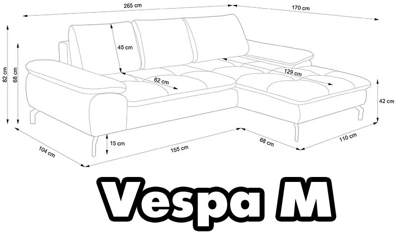 разтегетелен ъглов диван VESPA (три размера)