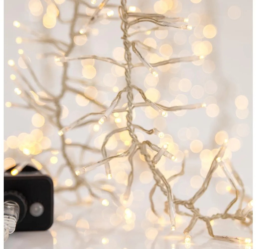 LED външна коледна гирлянда CLUSTER 768xLED/8 функции 10 m IP44 топла бяла