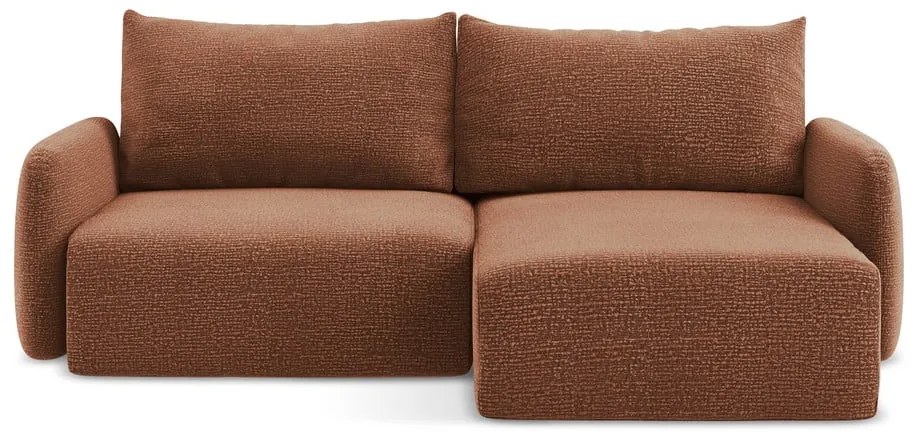 Разтегателен ъглов диван с място за съхранение в тухлен цвят (десен ъгъл) Kalena – Makamii