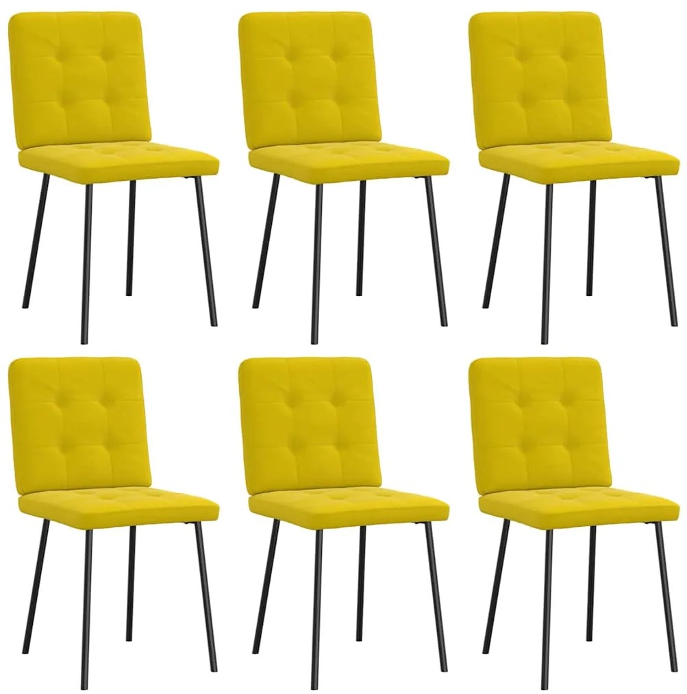 3315434 vidaXL Трапезни столове, 6 бр, жълти, кадифе