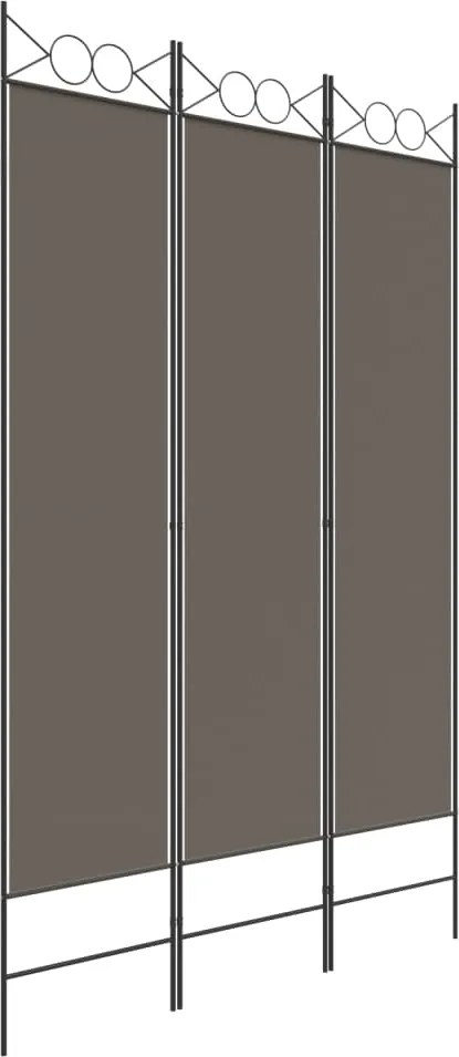 350164 vidaXL Параван за стая, 3 панела, антрацит, 120x220 cм, текстил