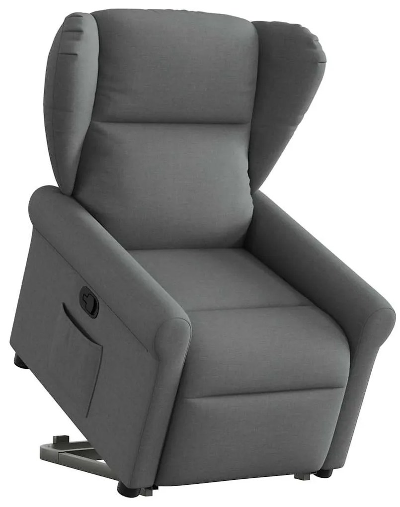 3303375 vidaXL Изправящ реклайнер стол, тъмносив, текстил