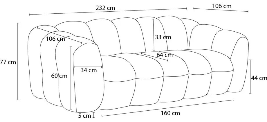 Зелен диван от прежда с примки от букле 232 cm Hippolyte – Bobochic Paris
