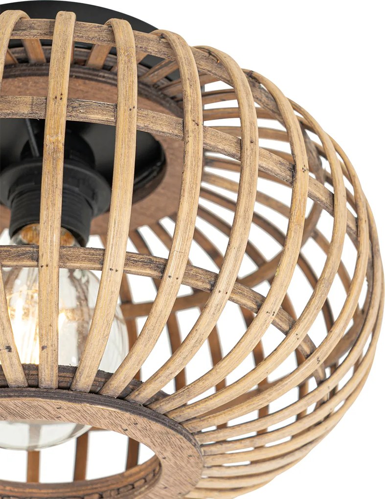 Интелигентна таванна лампа черна с бамбук, вкл. WiFi G95 - Amira