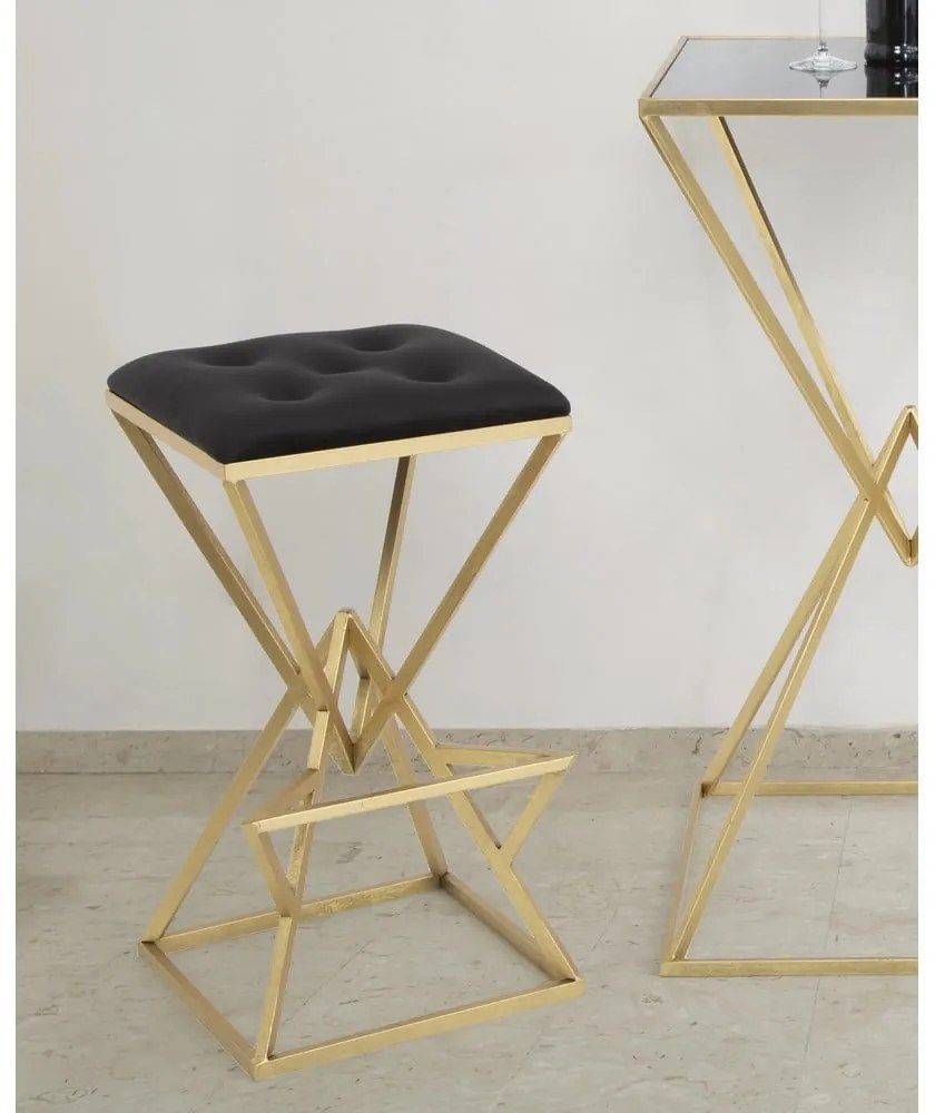Черен/в златист цвят тапициран бар стол (височина на седалката 75 cm) Piramid – Mauro Ferretti