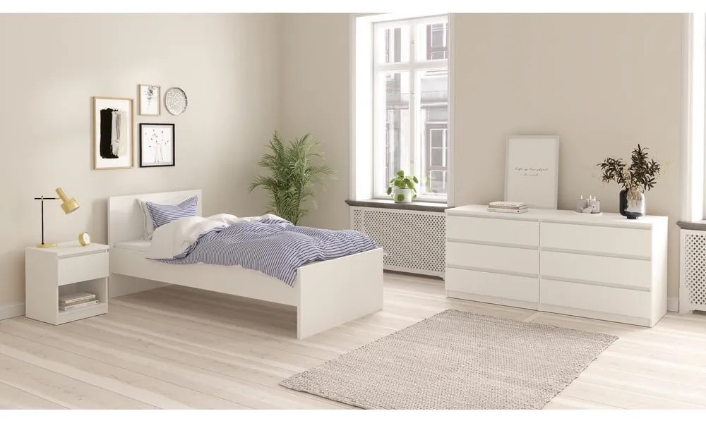 Бяло единично легло 90x190 cm Naia – Tvilum