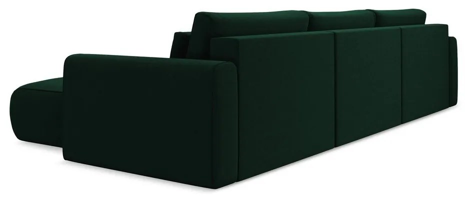 Зелен кадифен разтегателен ъглов диван с място за съхранение (U форма) Kapua – Makamii