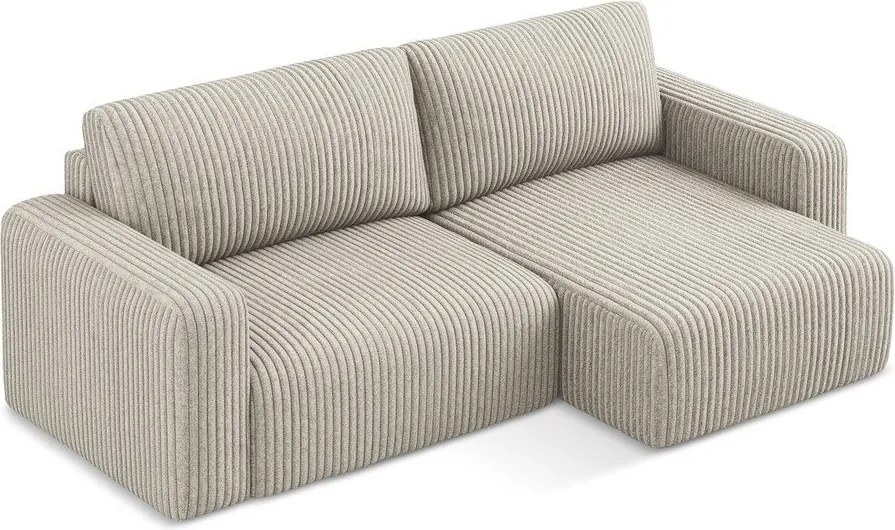 Бежов сгъваем/с място за съхранение ъглов диван от рипсено кадифе (десен ъгъл) Kona – Makamii