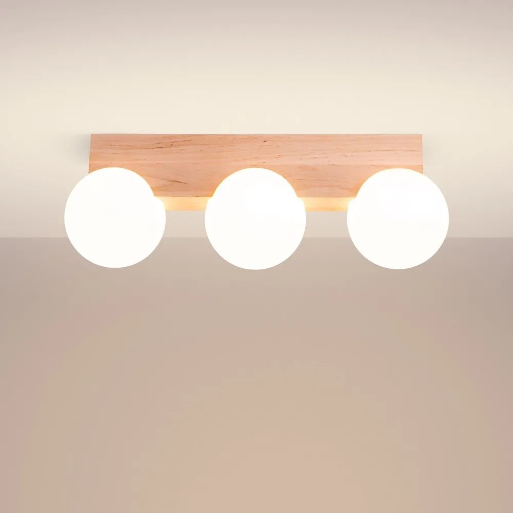 Бяло/естественo осветително тяло за таван със стъклен абажур ø 12 cm Solum – Sollux