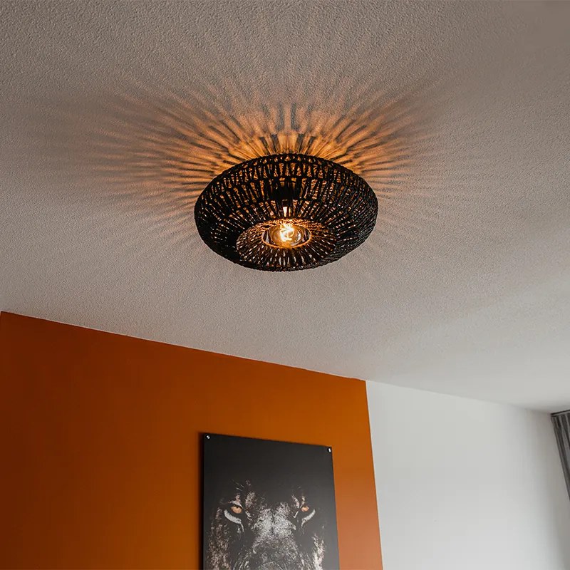 Ретро плафон черна въже 50см - Лина